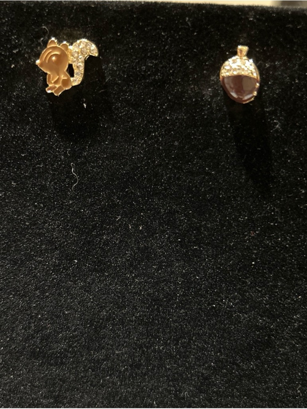 Gold Tone Squirrel and Acorn Stud Earring Set - Gold tone